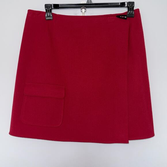Talbots Womens Vintage Wrap Mini Skirt Size 16 Burgundy Red Stretch Preppy Thick - Picture 1 of 6